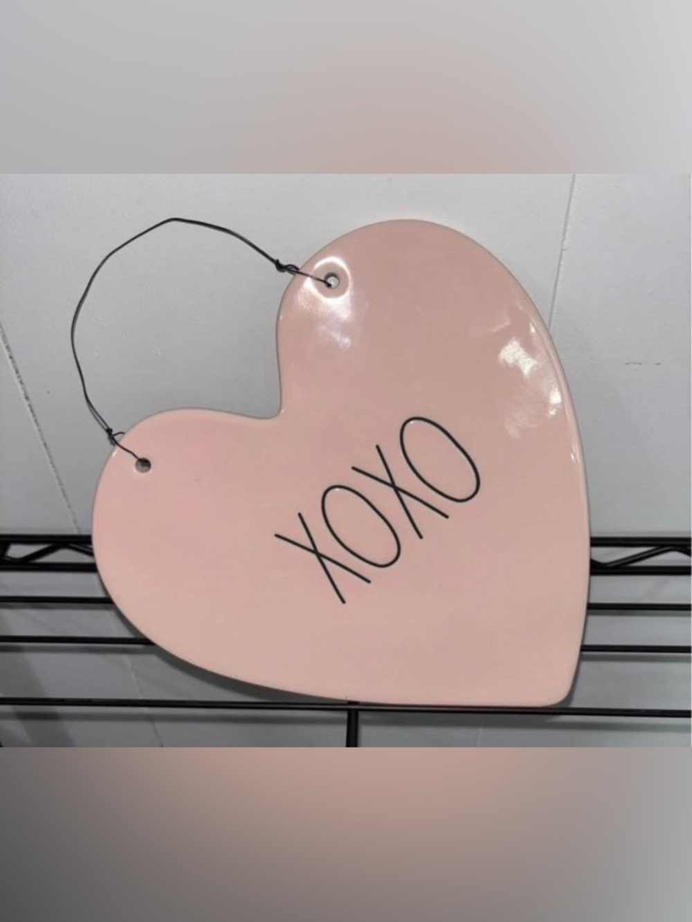 Rae Dunn Pink Heart "XOXO" ceramic Wall Sign